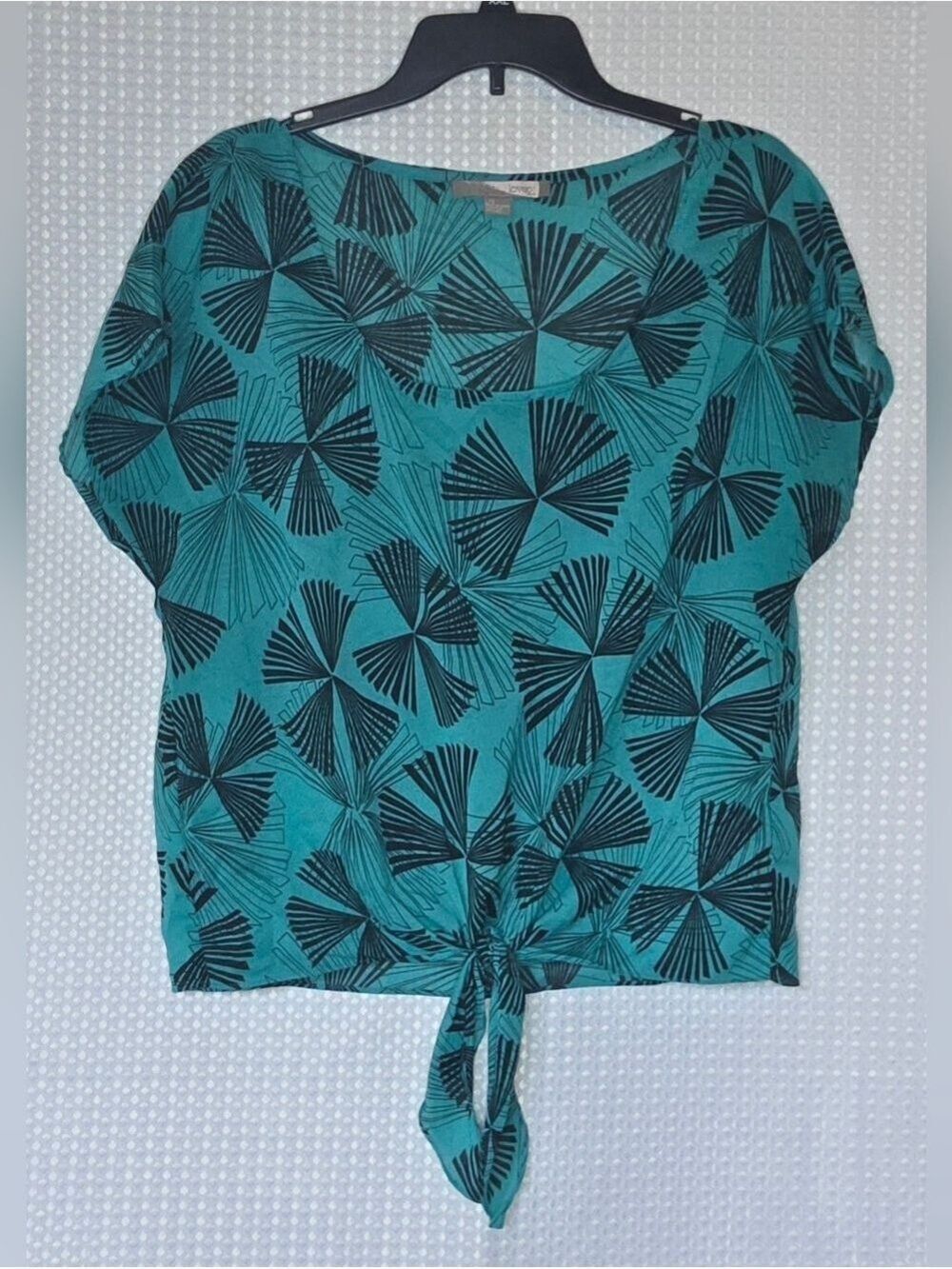 Teal Sheer Tie Front Blouse, Lightweight Summer Shirt - Picture 8 of 10
